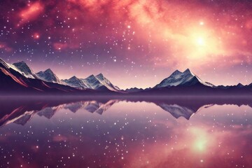 Fantasy Galaxy Landscape Background. Generative AI