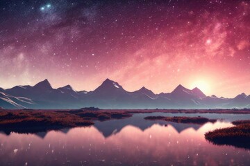 Obraz na płótnie Canvas Fantasy Galaxy Landscape Background. Generative AI