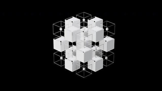 Futuristic White Cube 3D abstract seamless motion graphics