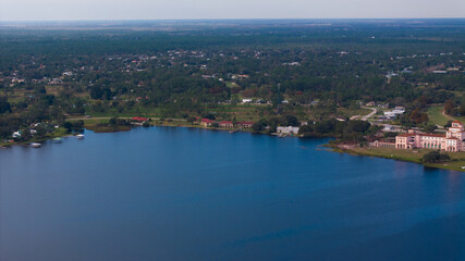 Fototapeta na wymiar Drone view of lake Jackson Sebring Florida USA 