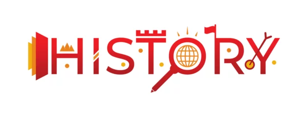 Fotobehang history word logo. vector history word and history symbols © yasin