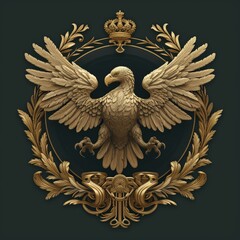 a gold eagle with a crown in a circle