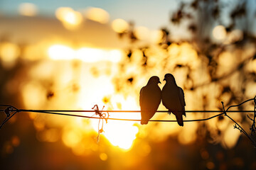 pair of love pigeons