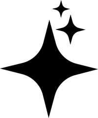 Obraz premium Retro futuristic sparkle twinkling star icon star shape. Abstract cool shine effect sign black flat vector design isolated on transparent background for posters, projects, banners, logo, business card