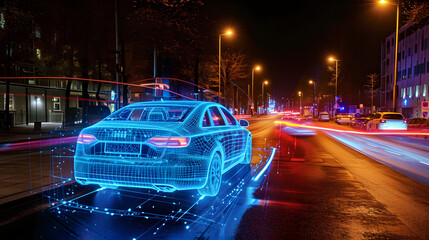 self-driving car visual recognition concept, generative ai - 722422508