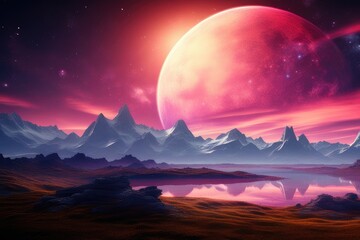 Fantasy Galaxy Landscape Background. Generative AI