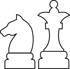 Chess icon in line set. isolated on transparent background Chess piece, Checkmate. Pawn, Knight, Queen, Bishop, Horse, Rook, Strategy sports activity Smart board game elements vector for apps web