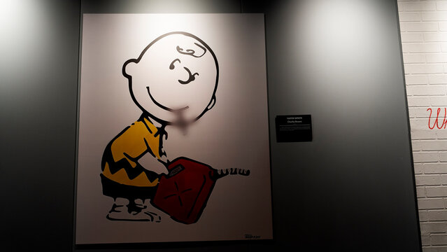 Moscow, Russia, August 21, 2021: BANKSY Exhibition in Moscow