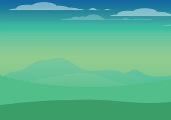 Mountain range landscape, blue mountains n twilight, camping nature landscape silhouette vector illustration. 