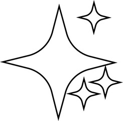 Retro futuristic sparkle twinkling star icon star shape. Abstract cool shine effect sign black line vector design isolated on transparent background for posters, projects, banners, logo, business card