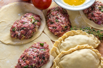 Close-Up of Preparing Homemade Beef Stuffed Empanada - Captivating 4K Ultra HD Image of Culinary Creation
