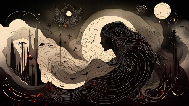 Mystical surrealism conceptual abstract fantasy art, astrological horoscope. Suitable for content illustration like religion, meditation, science, healing therapy, etc. State of mind, universe, cosmos