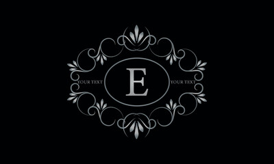 Logo design for hotel, restaurant and others. Monogram design with luxury letter E on dark background