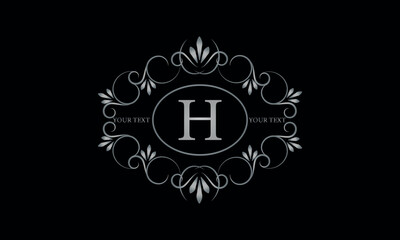 Logo design for hotel, restaurant and others. Monogram design with luxury letter H on dark background