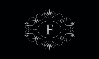 Logo design for hotel, restaurant and others. Monogram design with luxury letter F on dark background