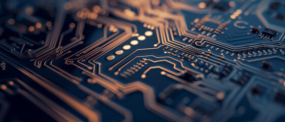 The intricate pathways of a circuit board trace the blueprint of modern computing power