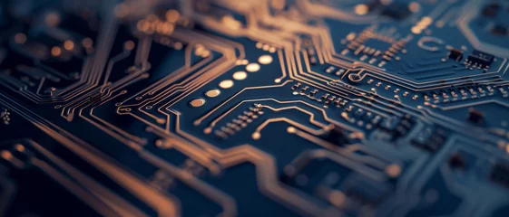 Tuinposter The intricate pathways of a circuit board trace the blueprint of modern computing power © Ai Studio