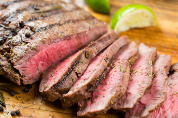 Close-Up of Grilled Juicy Flat Iron Steak - Appetizing 4K Ultra HD Image of Sizzling Barbecue