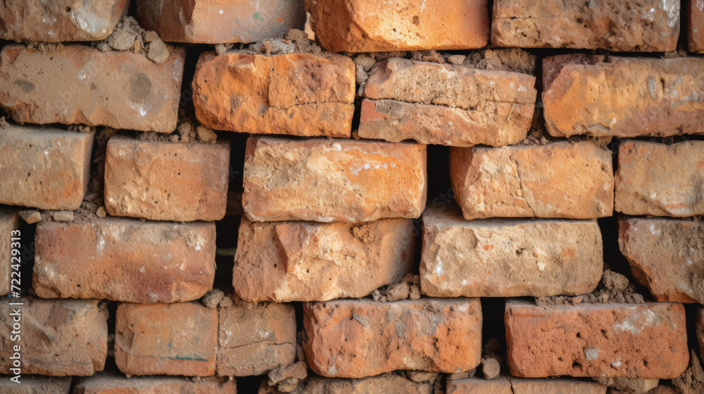 Sticker Wall made out of weathered red bricks.