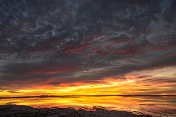 Naklejka na ściany i meble Beautiful Dawn at Salt Flats - 4K Ultra HD Image of Tranquil Desert Landscape