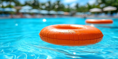 Fototapeta na wymiar Colorful Inflatable Ring Floating in a Swimming Pool
