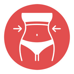Weight loss solid icon with woman's waist