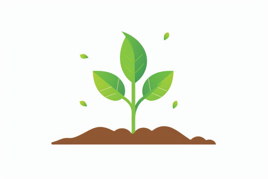 Illustration on a plant sprouting from the ground, sustainable development, ecology, symbol
