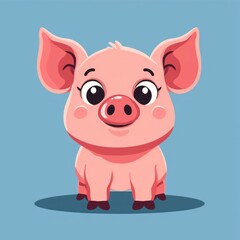 Cute Happy baby pig Cartoon Illustration. Animal Nature Icon Concept Isolated Flat Cartoon Style