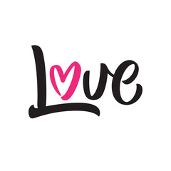 Word Love hand lettering. Brush pen calligraphy style vector