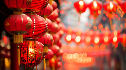 Chinese red lantern at night, Chinese New Year, generative ai - 722432312