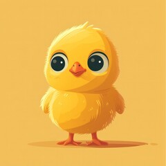 Cute Happy little baby chicken Cartoon Illustration. Animal Nature Icon Concept Isolated Flat Cartoon Style