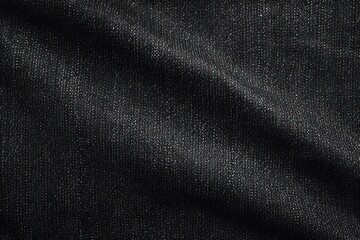 Close-up texture of black denim with fraying. The concept of materials for sewing jeans. Mockup for your design