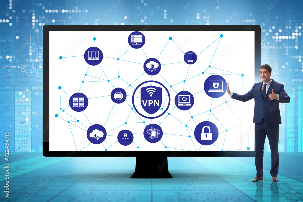 Sticker virtual private network vpn cyber concept