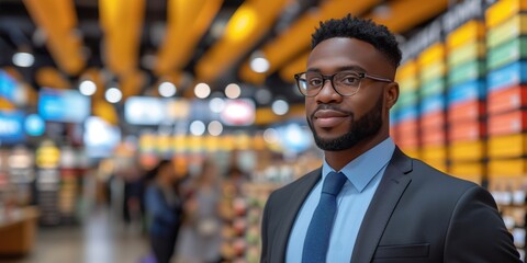 Professional Man in Business Attire at a Grocery Store