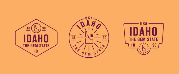 Idaho - The Gem State. Idaho state logo, label, poster. Vintage poster. Print for T-shirt, typography. Vector illustration