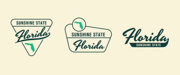 Florida - Sunshine State. Florida state logo, label, poster. Vintage poster. Print for T-shirt, typography. Vector illustration