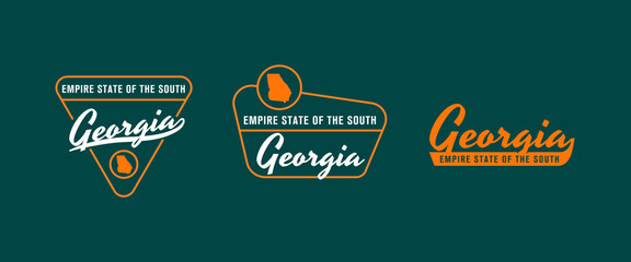 Georgia - Peach State. Georgia state logo, label, poster. Vintage poster. Print for T-shirt, typography. Vector illustration