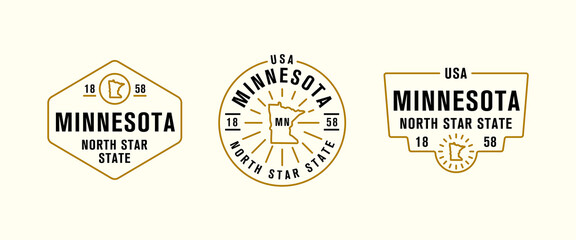 Minnesota - North Star State. Minnesota state logo, label, poster. Vintage poster. Print for T-shirt, typography. Vector illustration - obrazy, fototapety, plakaty