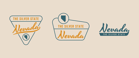 Nevada - The Silver State. Nevada state logo, label, poster. Vintage poster. Print for T-shirt, typography. Vector illustration