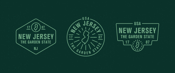New Jersey - The Garden State. New Jersey state logo, label, poster. Vintage poster. Print for T-shirt, typography. Vector illustration