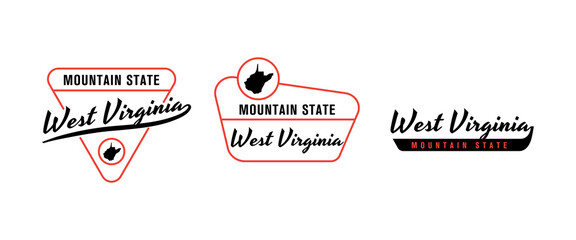 West Virginia - Mountain State. West Virginia state logo, label, poster. Vintage poster. Print for T-shirt, typography. Vector illustration