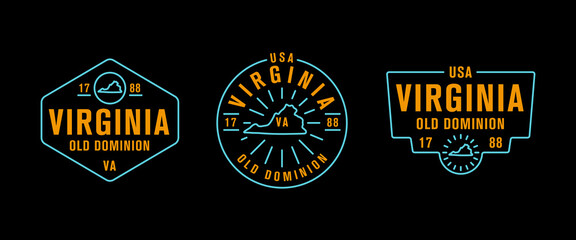 Virginia - Old Dominion. Virginia state logo, label, poster. Vintage poster. Print for T-shirt, typography. Vector illustration
