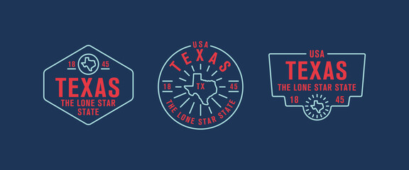 Texas - The Lone Star State. Texas state logo, label, poster. Vintage poster. Print for T-shirt, typography. Vector illustration - obrazy, fototapety, plakaty