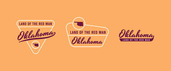 Oklahoma - Land of the Red Man. Oklahoma state logo, label, poster. Vintage poster. Print for T-shirt, typography. Vector illustration