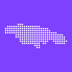 Fototapeta premium Vector square pixel dotted map of Jamaica isolated on background. Digital map logo.