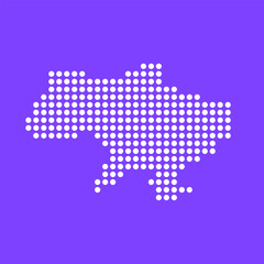 Fototapeta premium Vector square pixel dotted map of Uruguay isolated on background. Digital map logo.