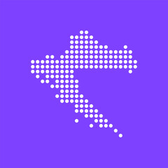 Vector square pixel dotted map of Croatia isolated on background. Digital map logo.