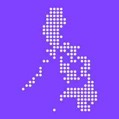 Vector square pixel dotted map of Philippines isolated on background. Digital map logo.