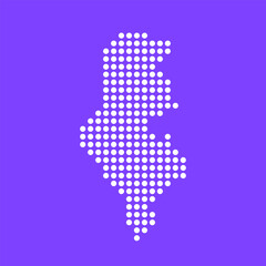 Obraz premium Vector square pixel dotted map of Tunisia isolated on background. Digital map logo.