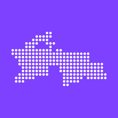 Fototapeta premium Vector square pixel dotted map of Tajikistan isolated on background. Digital map logo.